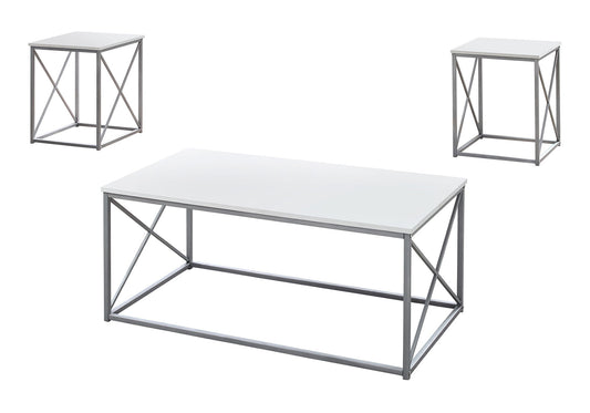 Table Set, Coffee, End, Side, Accent, Living Room, Contemporary, Modern (Set of 3) - White