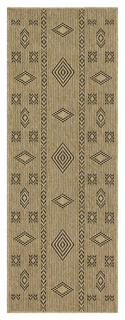 Earth - 5'3" X 7'3" Indoor, Outdoor Area Rug Polypropylene - Jute / Black