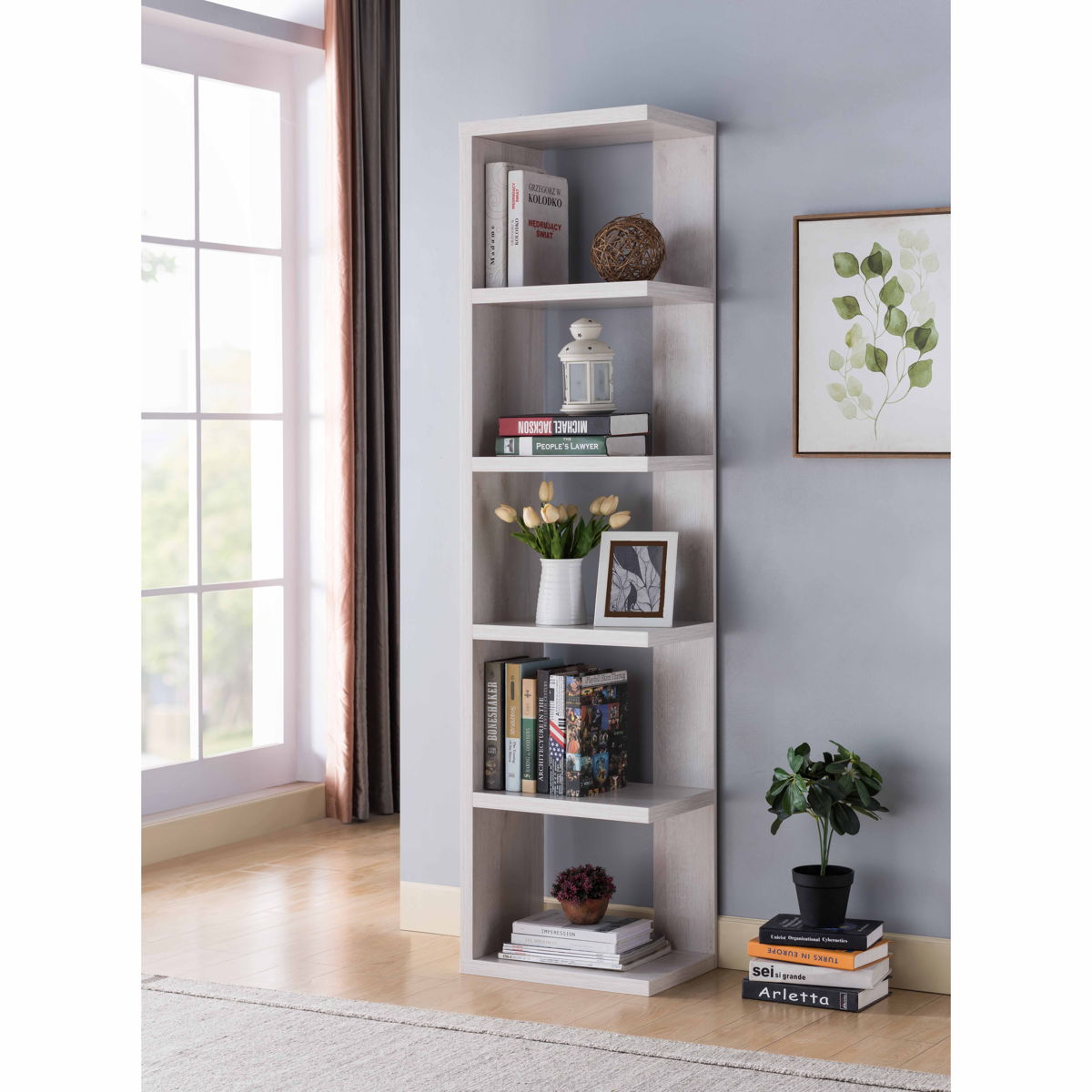 Book Stand, Home Display Bookcase With 5 Tier Shelves