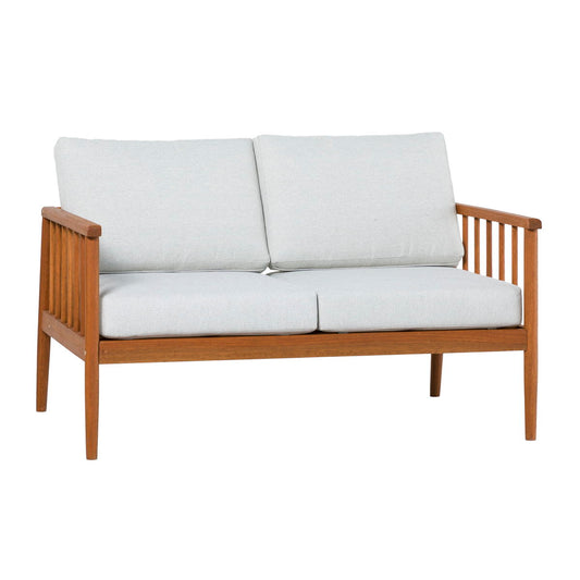 Contemporary Cushioned Eucalyptus Wood Patio Loveseat - Brown