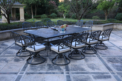 Rectangular Metal Dining Set With Cushions