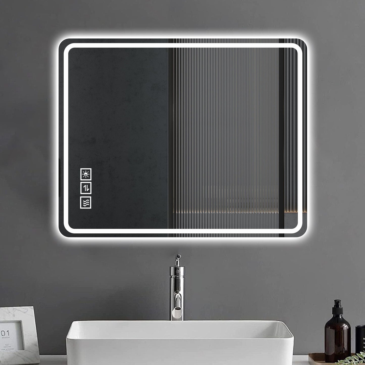 LED Bathroom Mirror Vanity Mirrors With Front Lights Wall Mounted Anti-Fog Frameless Make Up Mirror With Light Copper-Free Mirror Horizontal Or Vertical