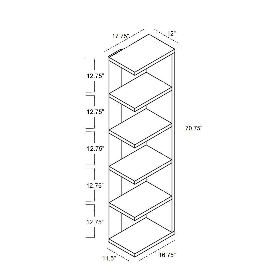 Book Stand, Home Display Bookcase With 5 Tier Shelves