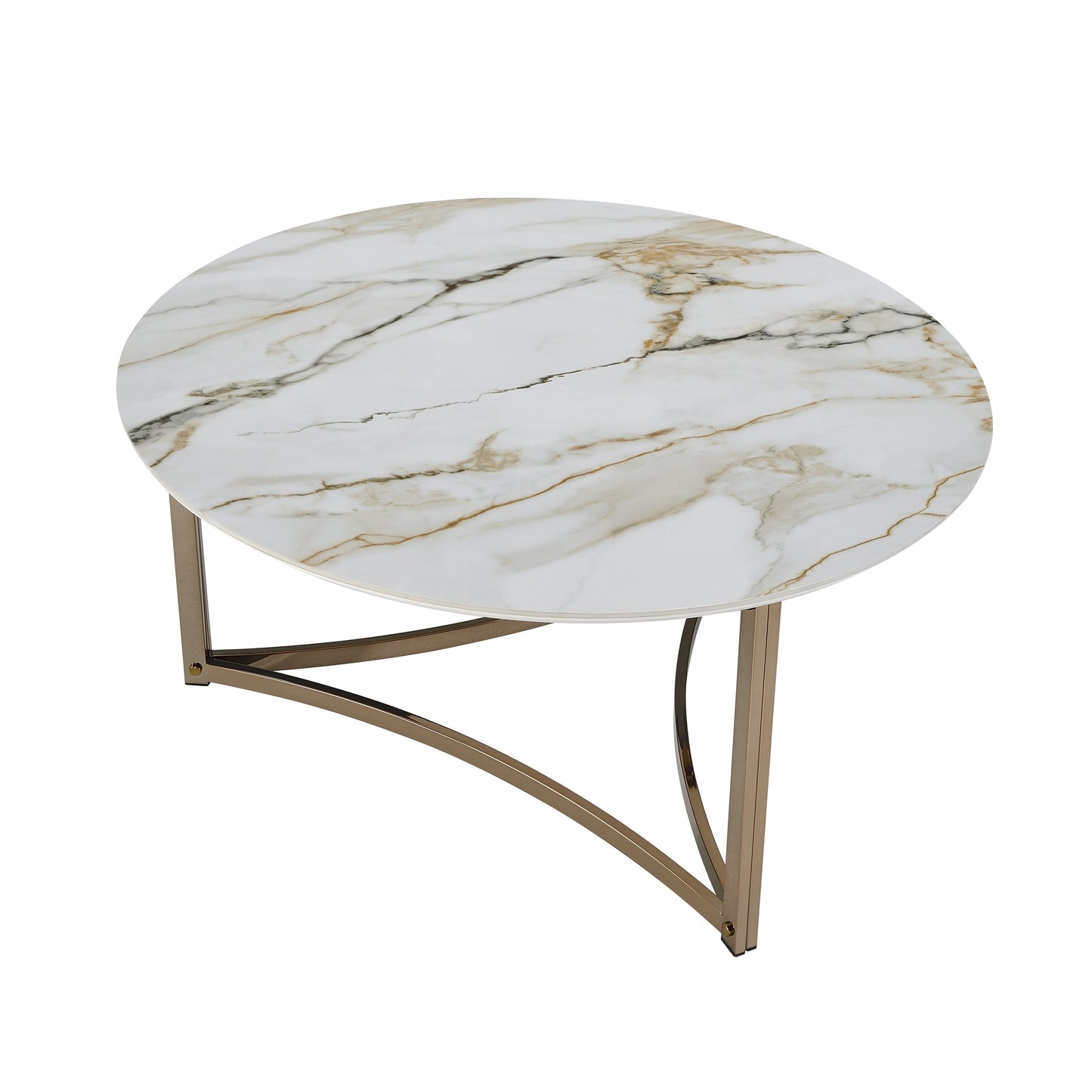 Aziz - Sintered Stone Top Round Coffee Table - White