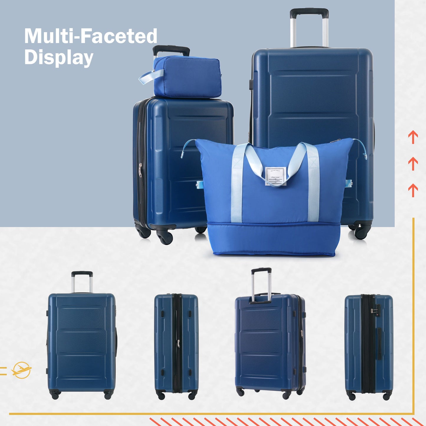 2 Piece Luggage Set With Bags Expanable Spinner Wheels ABS Lightweight Suitcase With Tsa Lock 20" / 24"