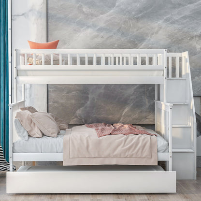 Twin Over Full Bunk Bed With Trundle And Staircase