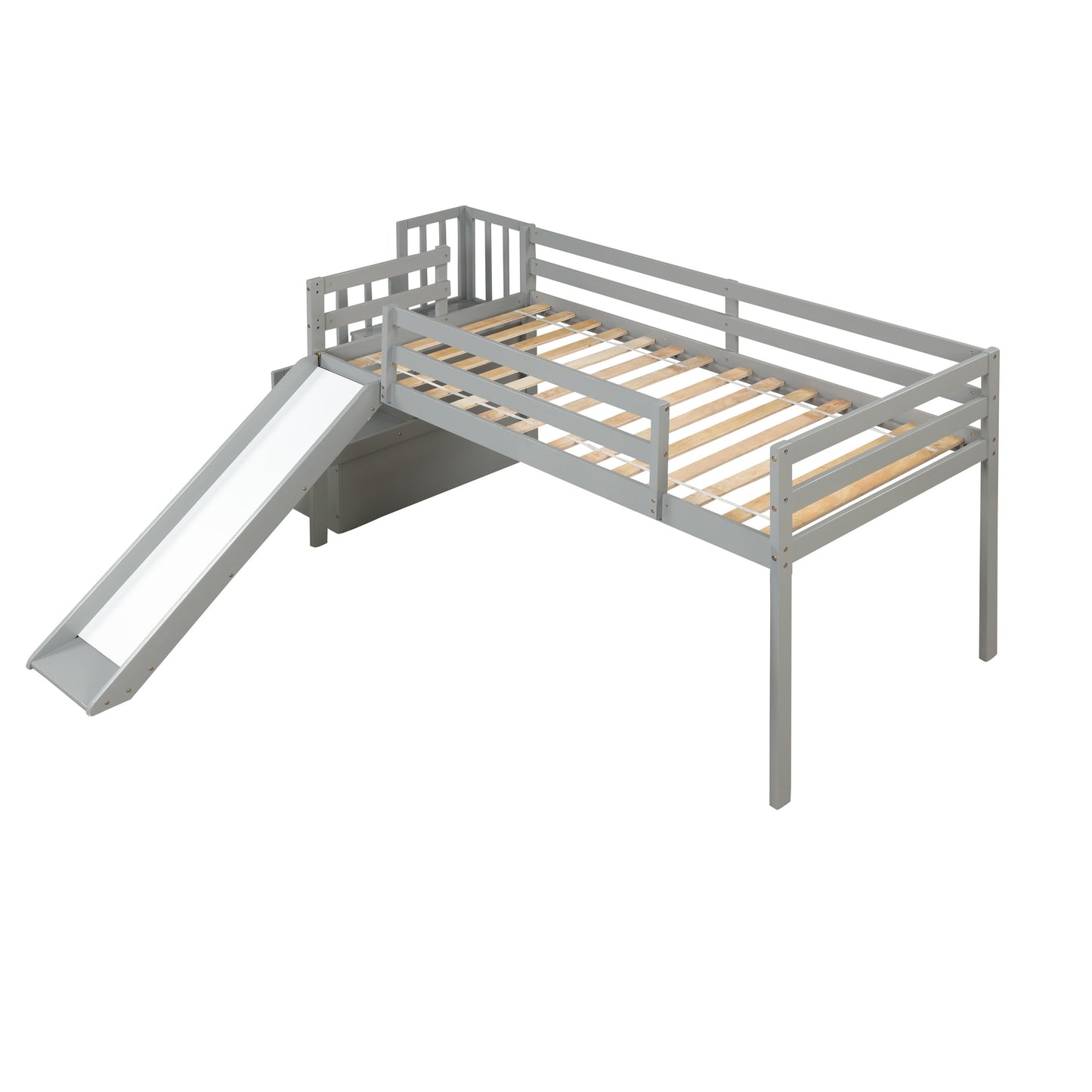 Loft Bed With Staircase, Storage, Slide, Full-Length Safety Guardrails, No Box Spring Needed