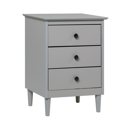 Classic Solid Wood 3 Drawer Nightstand - Gray