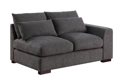 Tatman - Linen Blend Sectional With 2 Ottomans - Dark Gray