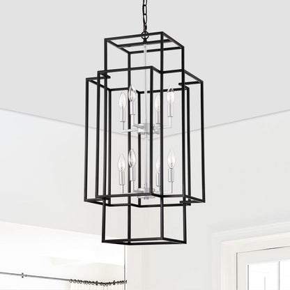 8 Light Lantern Chandelier Lighting, Entryway Chandeliers For High Ceilings, Chandeliers For Dining Room, Foyer, Entry, Staircase, Hallway, Height Adjustable (E12 Bulbs Not Included)