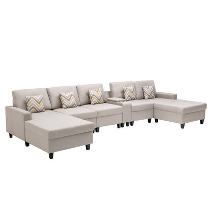 Nolan - Fabric 6 Piece Sectional Sofa With Pillows And Interchangeable Legs