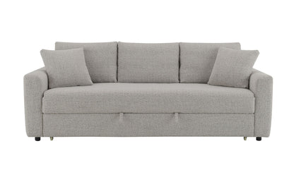 Connie - Boucle Sleeper Sectional Sofa With 2 Toss Pillows - Beige