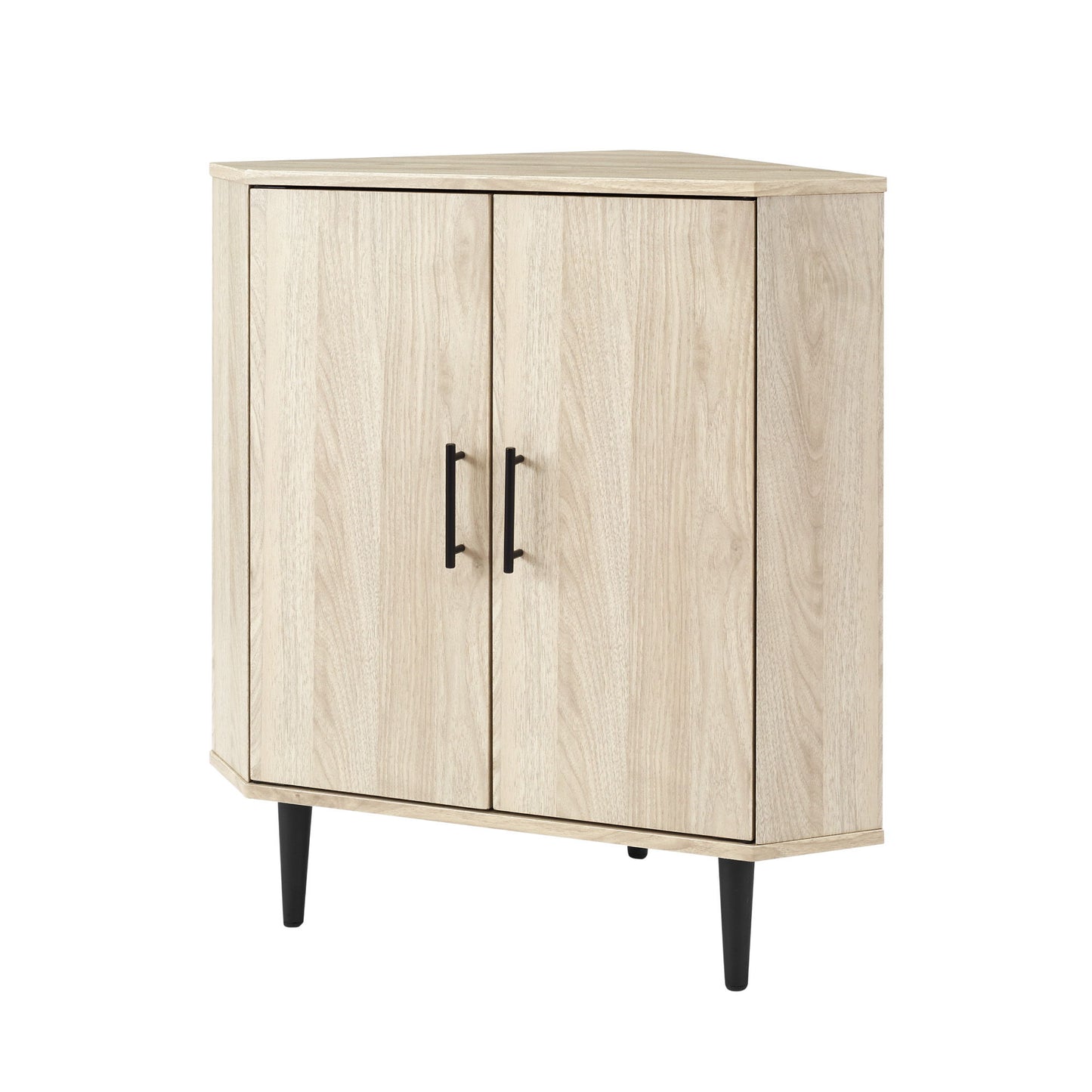 Contemporary 2 Door Mixed-Material Corner Accent Cabinet