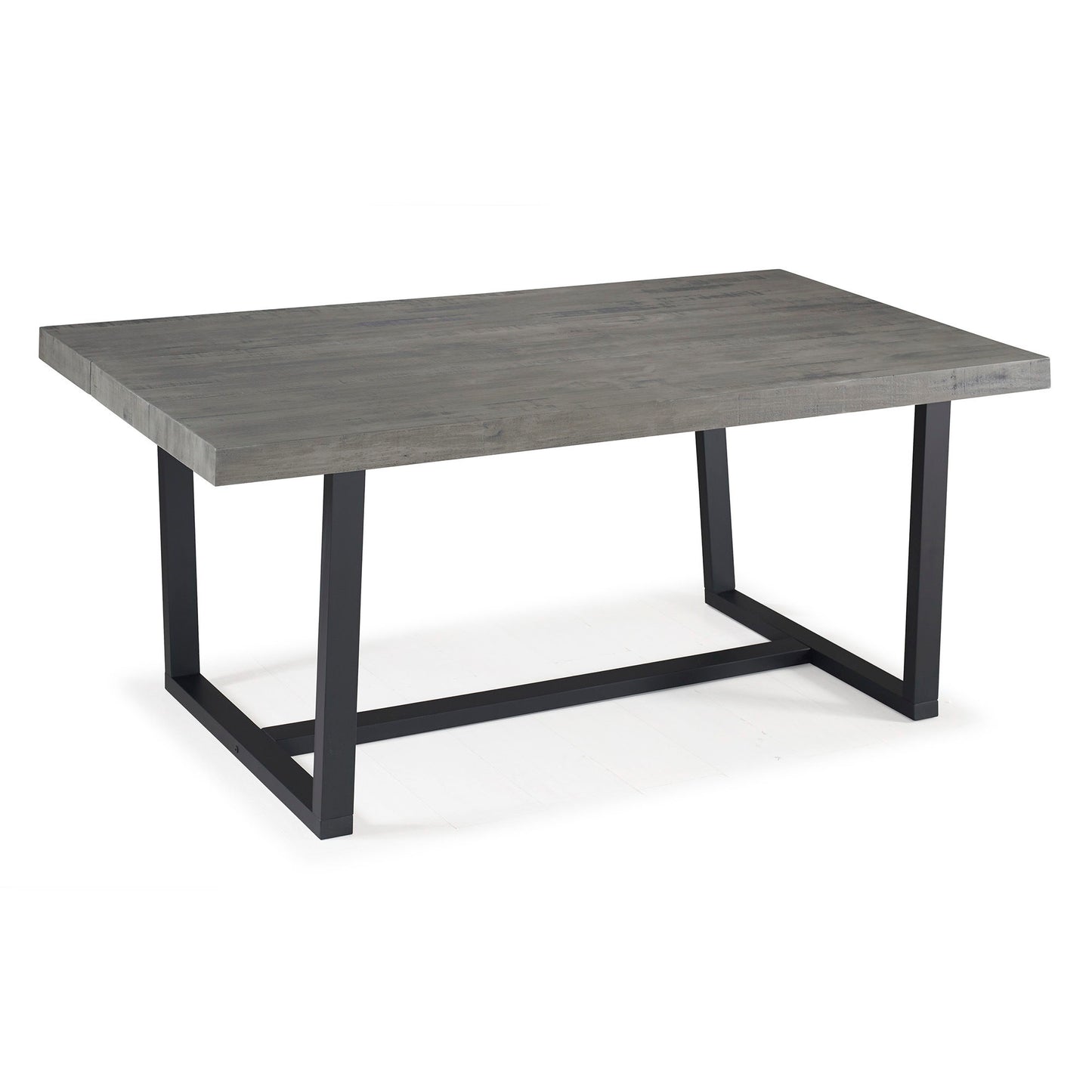 Modern Distressed Solid Wood And Metal Open Frame Dining Table