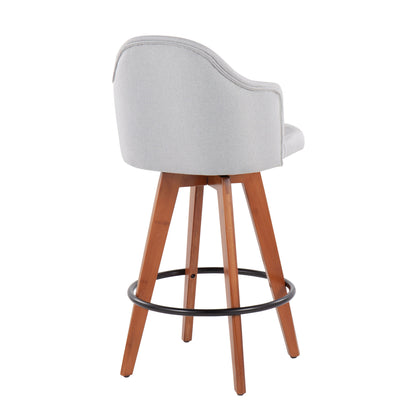 Ahoy - Contemporary Fixed Height Counter Stool With Bamboo Round Footrest (Set of 2)