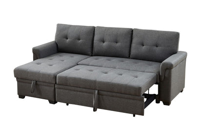 Destiny - Linen Reversible Sleeper Sectional Sofa With Storage Chaise