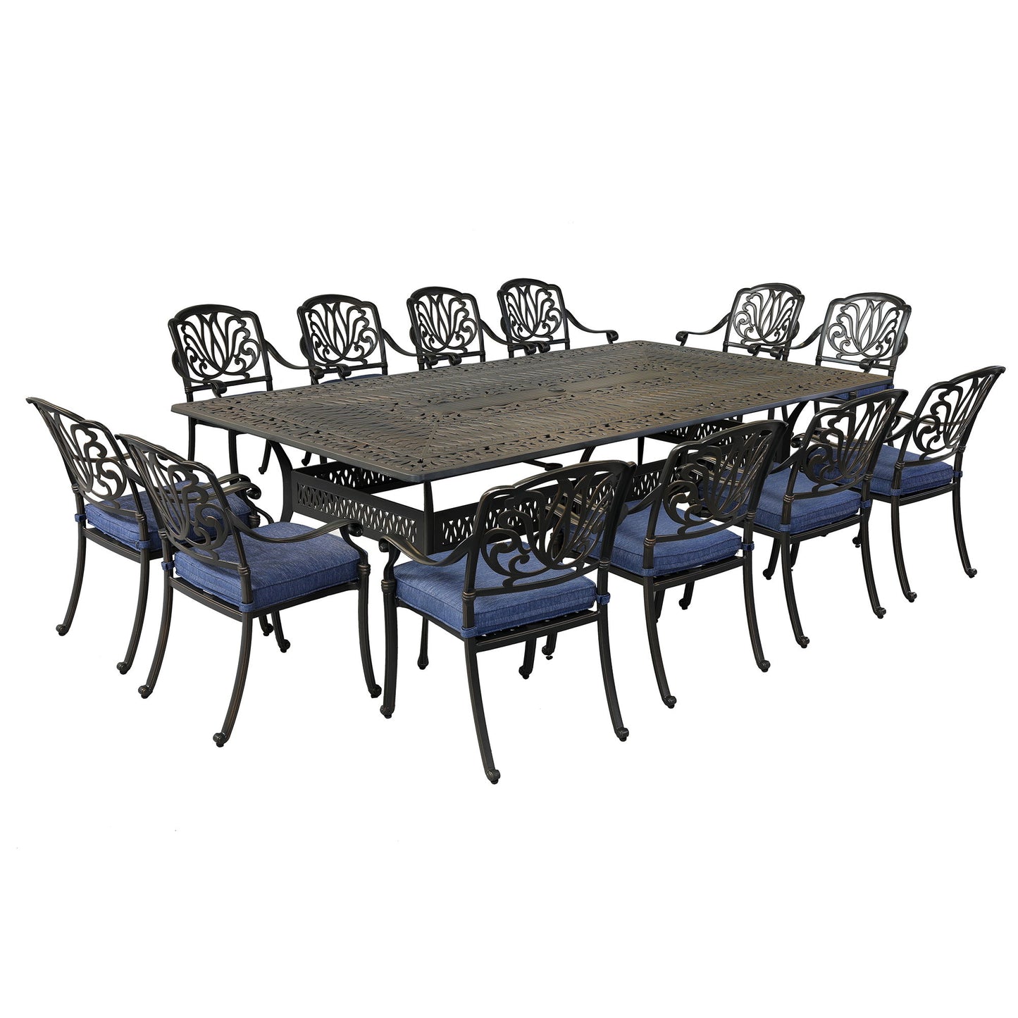 Rectangular Metal Dining Set With Cushions