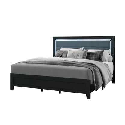 Carlos - Queen Bed With LED - Black