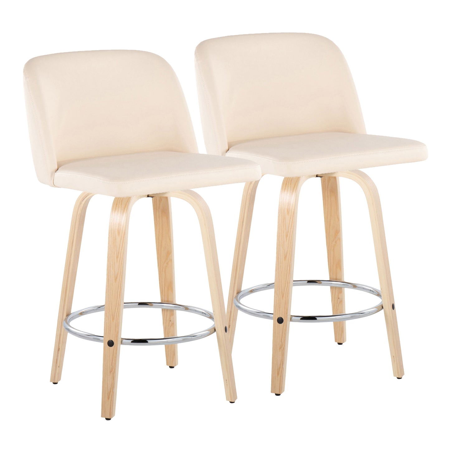 Toriano - Contemporary Fixed-Height Counter Stool With Swivel And Round Footrest (Set of 2)