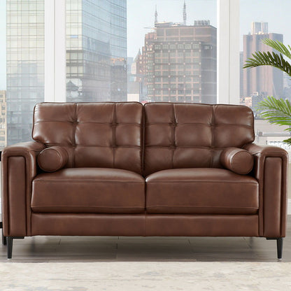 Colton Leather Loveseat - Pecan