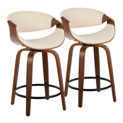 Symphony - Mid Century Modern Fixed Height Counter Stool With Swivel With Round Footrest (Set of 2)