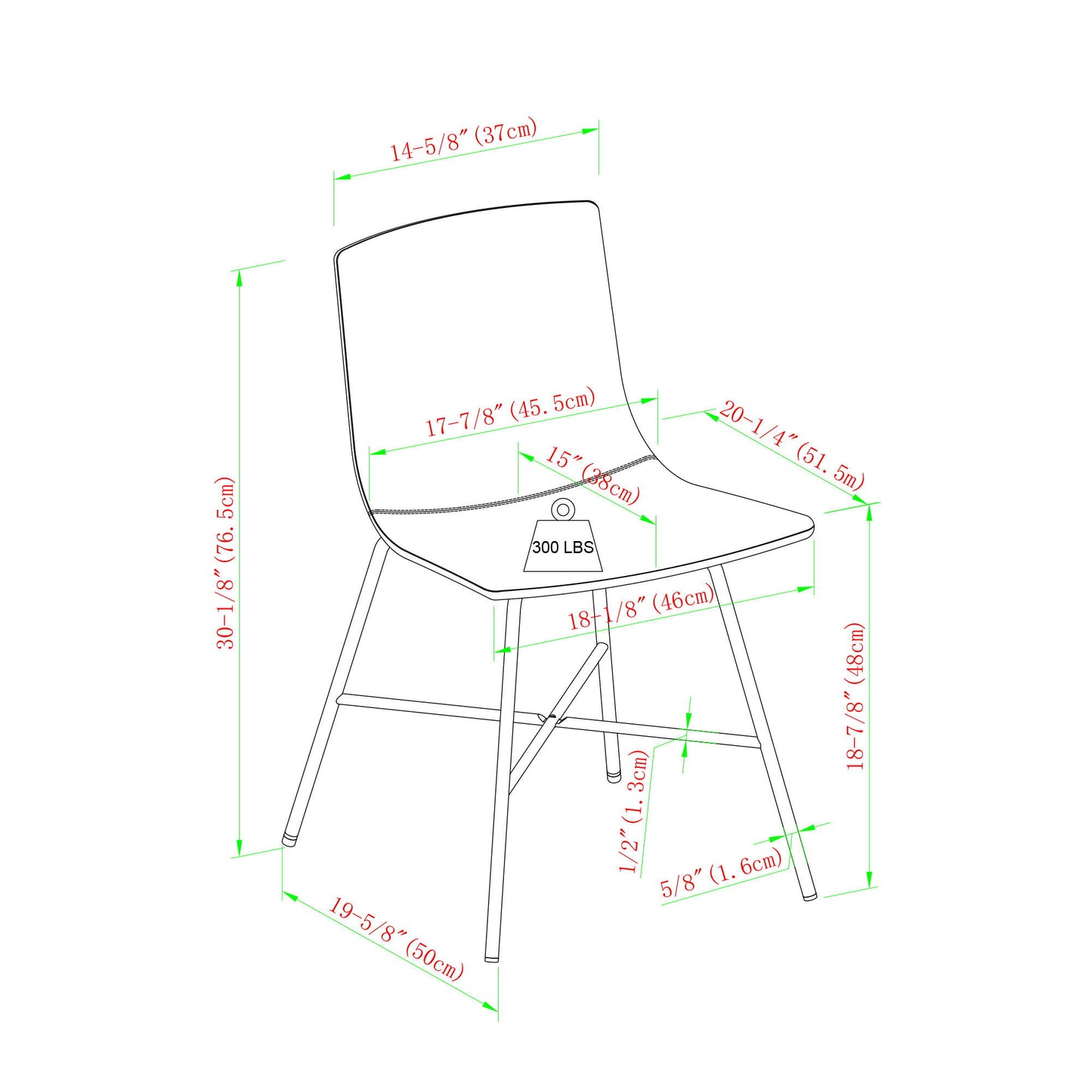 Modern Upholstered Dining Chair With Metal X Base (Set of 2)