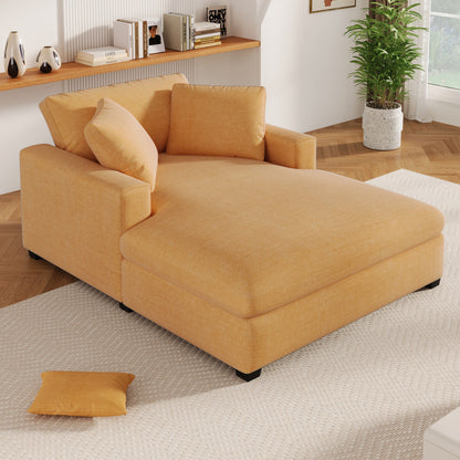 Oversized Chaise, Lounge Chair Classic Design, Soft Fabric, Durable Frame With Solid Wood Legs