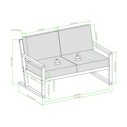 Contemporary Solid Wood Slat Back Patio Loveseat - Natural