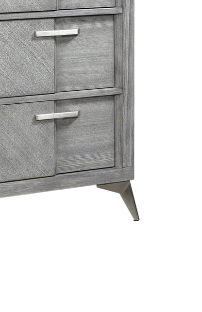 5 Drawer Chest Book Matched Veneers - Gray