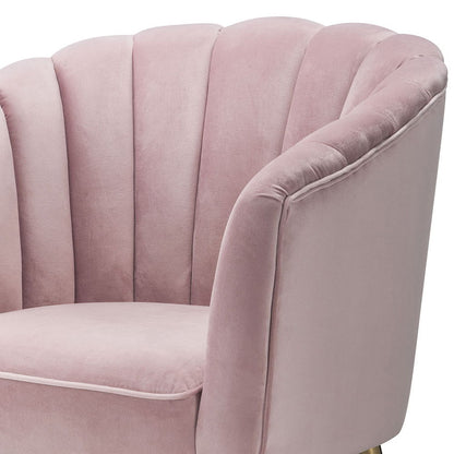 Colla - Blush Velvet Gold Accent Chair - Pink