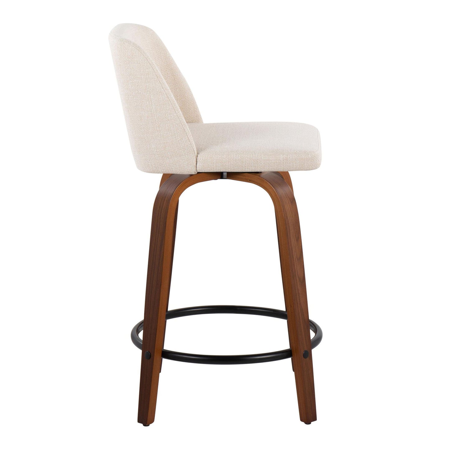 Toriano - Mid Century Modern, Fixed Height Counter Stool & Swivel And Round Footrest (Set of 2)