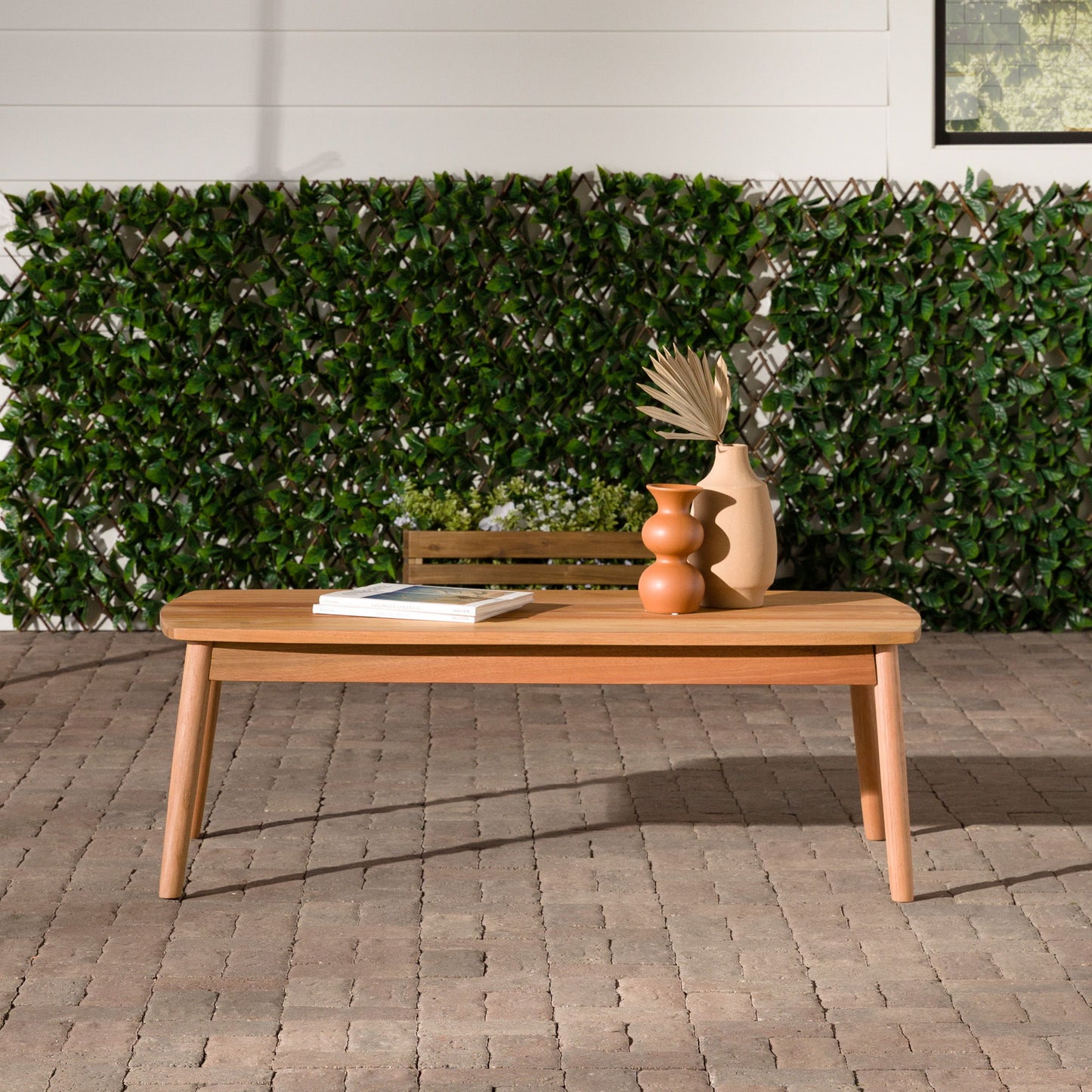 Contemporary Eucalyptus Wood Patio Coffee Table - Natural