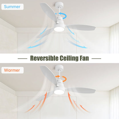 Wooden Ceiling Fan With 3 Solid Wood Blades Remote Control Reversible DC Motor With LED Light