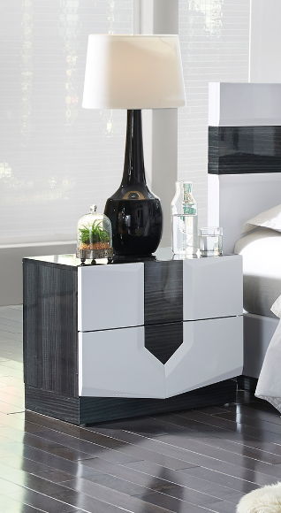 Vios - Zebra High Gloss Nightstand - White