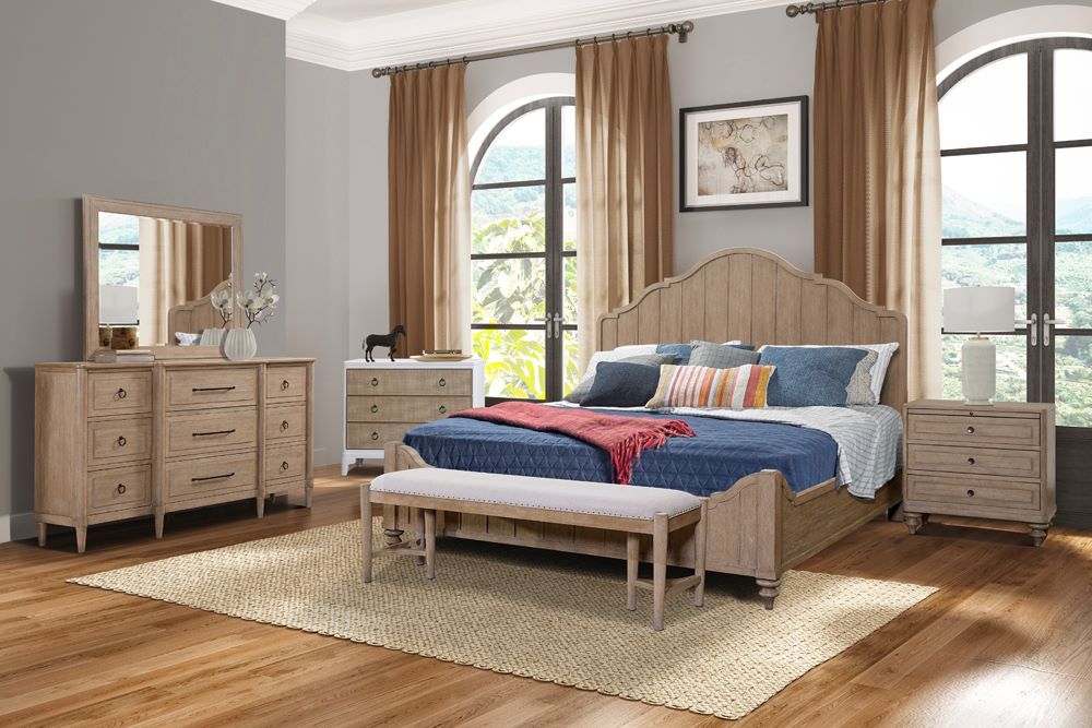 Queen Panel Bed With Transitional Casual Design - Sand