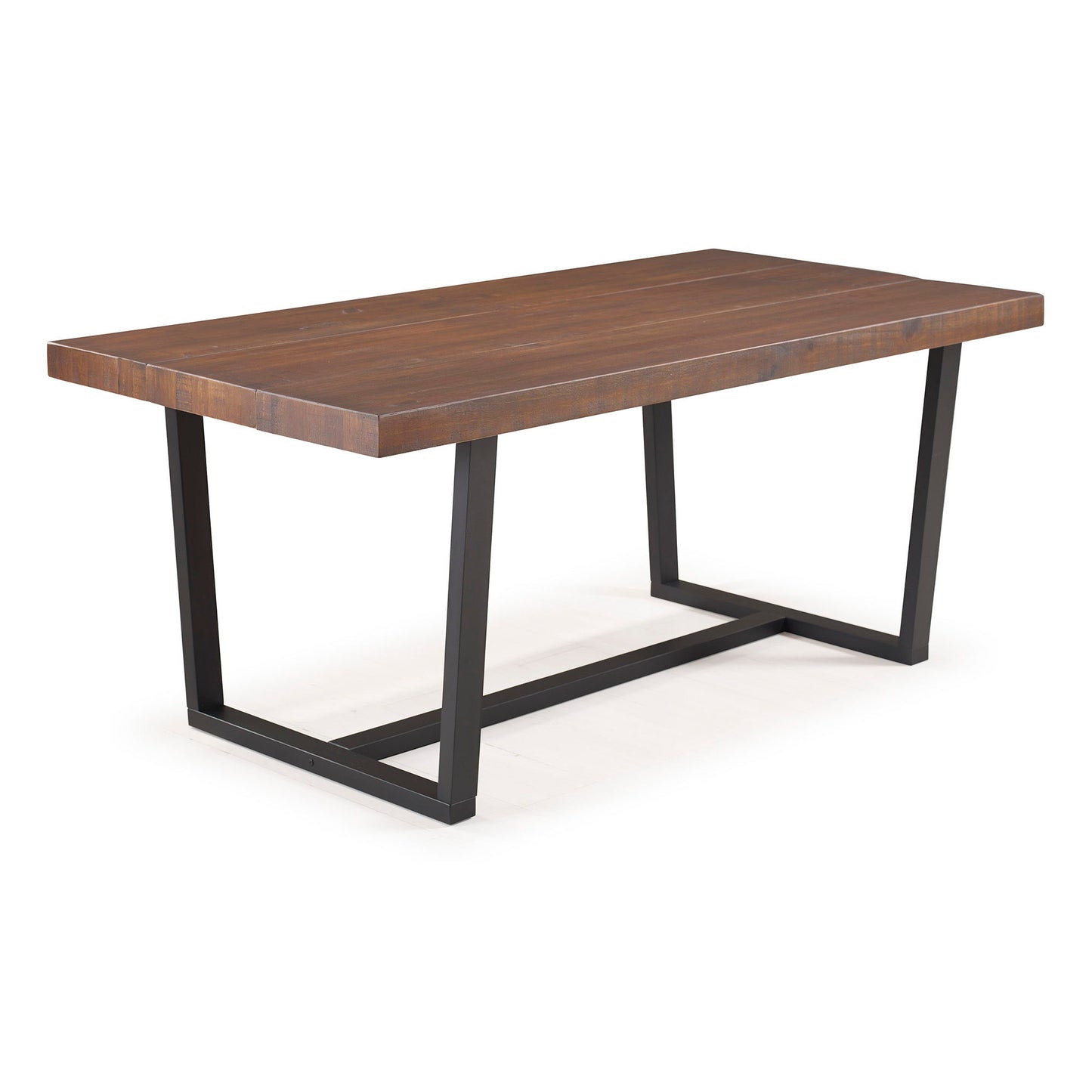 Modern Distressed Solid Wood And Metal Open Frame Dining Table