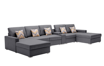 Nolan - Fabric 6 Piece Sectional Sofa With Pillows And Interchangeable Legs