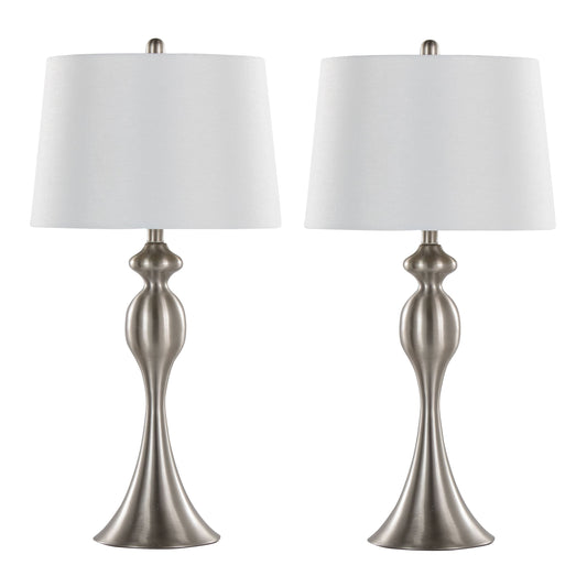 Ashland - Contemporary Table Lamp (Set of 2) - Nickel / White