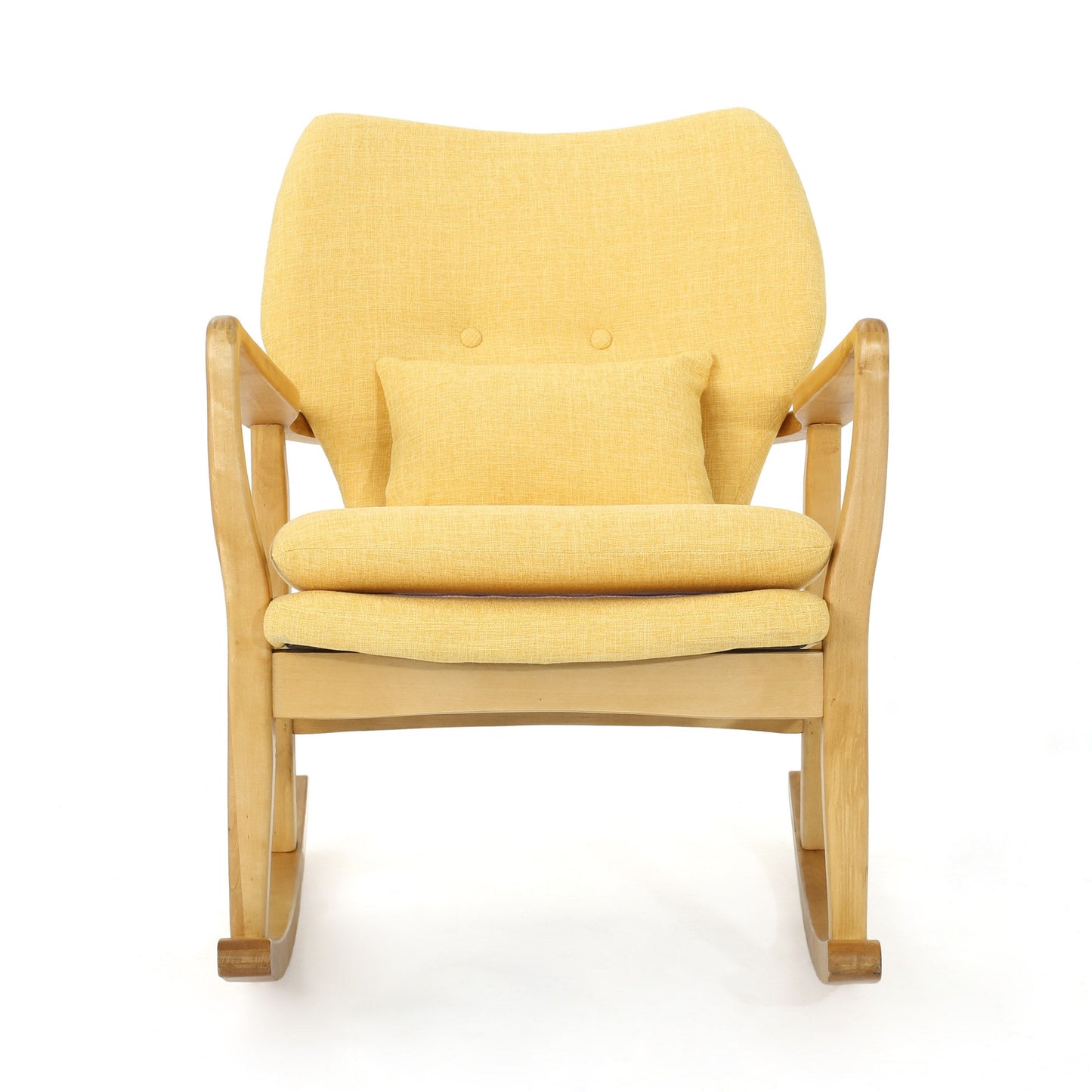 Elegant Solid Wood Rocking Chair With Linen Cushion