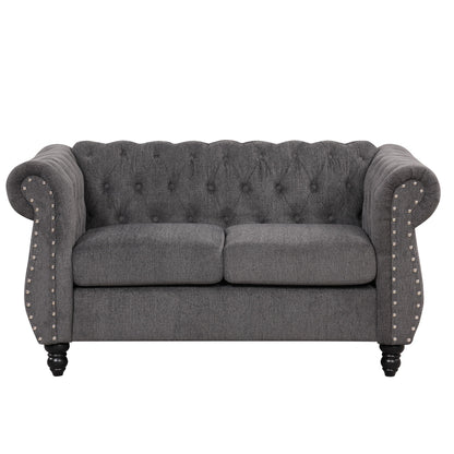 Modern Sofa Dutch Plush, Upholstered Sofa, Solid Wood Legs, Buttoned Tufted Backrest