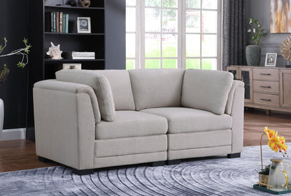 Kristin - Linen Fabric Loveseat - Light Gray