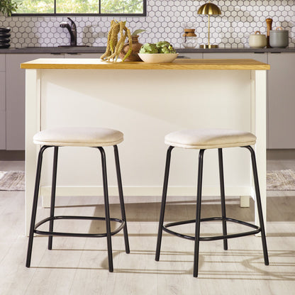 Modern Simple Counter Stool With Upholstered Seat (Set of 2)