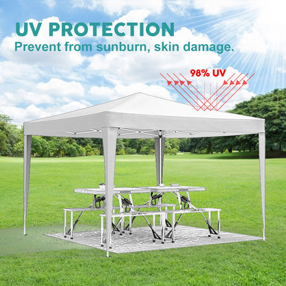 10'X10' Folding Canopy With 4 Removable Sidewalls Outdoor Event Shelter UPF 50+ Gazebo Portable Tents For Parties Beach Camping Wedding Ez Pop Up Canopy 4 Pieces Weight Bag + Carry Bag