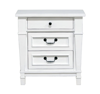 Coastal 3 Drawer Nightstand - White