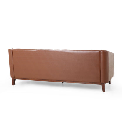 PU Sofa, Tufted Back, Solid Wood Legs, Living Room And Study