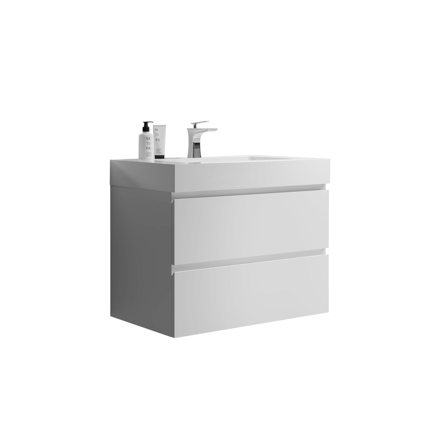 Alice - Bathroom Vanity With Large Storage, Sink Wall Mounted Floating Bathroom Vanity For Modern Bathroom, One-Piece Sink Basin Without Drain And Faucet