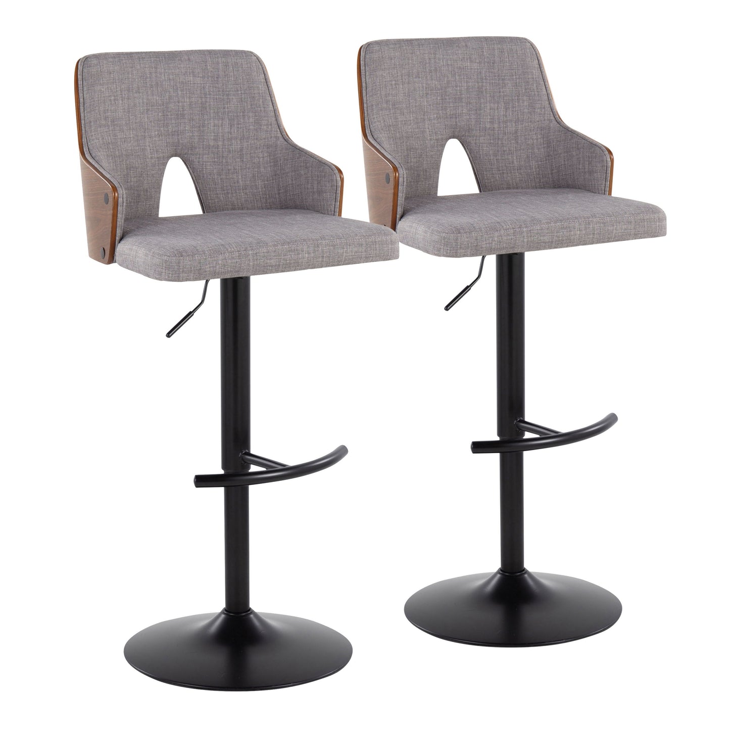 Stella - Contemporary Adjustable Barstool Stool & Swivel With Rounded T Footrest (Set of 2)