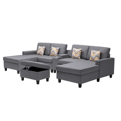 Nolan - Fabric 6 Piece Sectional Sofa With Pillows And Interchangeable Legs