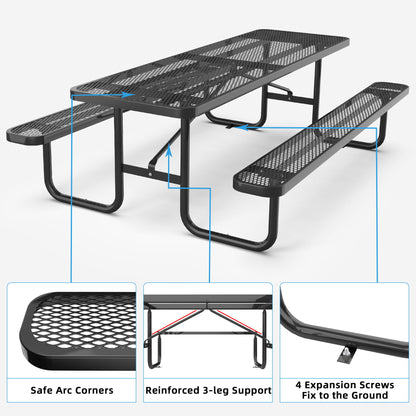 Expanded Metal Rectangular Picnic Table