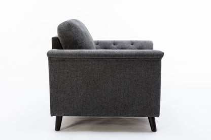 Stanton - Linen Chair With Tufted Arms - Dark Gray